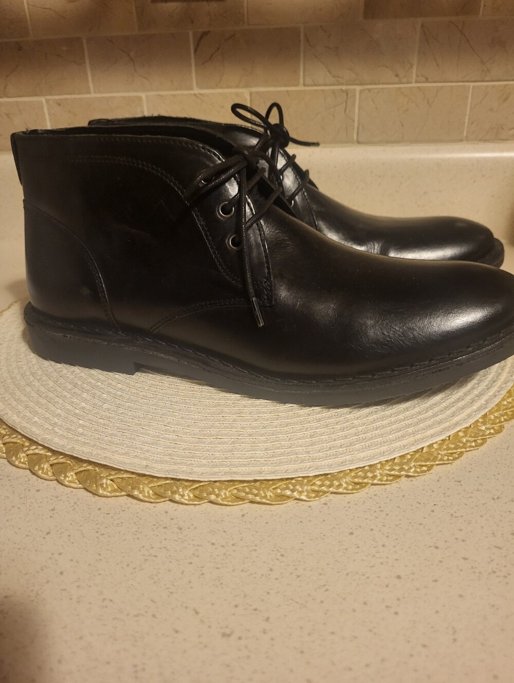 Men's Crown Vintage Black Leather Lace-Up Chukka Boots Sz.10